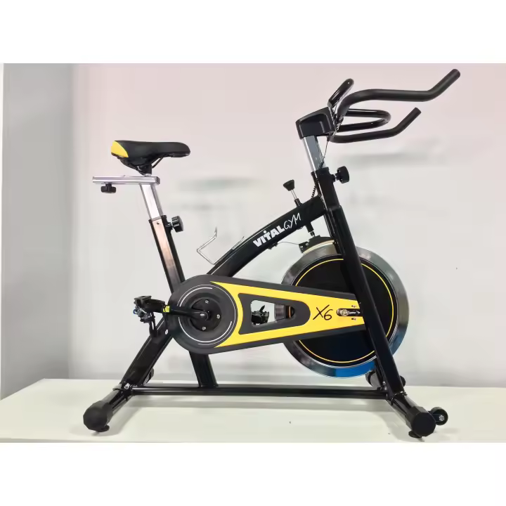 Vitalgym Bicicleta de Gimnasia Ciclo Indoor X6 Negra y Amarilla - Volante de Inercia 13 Kg - 1