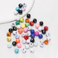 100pcs Lotes De Cuentas Redondas De Acrílico 8mm Letras A-Z Para Hacer Pulseras Collares Joyería Accesorios Espaciadores - details 0