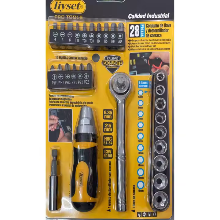 LIYSET 28 piezas Conjunto de llave y destornollador de carraca. - 1