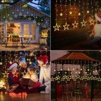 Cortina de Estrellas de 3,5 M, LED interior, decoración de La Habitación de celebridades de Internet, Romántica atmósfera solar nocturna, 6 grandes y 6 pequeñas, conectada al controlador desde el extremo - details 1