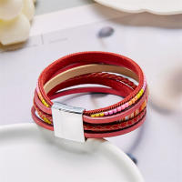 Pulsera Bohemia Vintage De Cuero Genuino Para Mujeres Y Hombres Hecha a Mano Con Cierre Magnético Ancho Joyería De Moda - details 38
