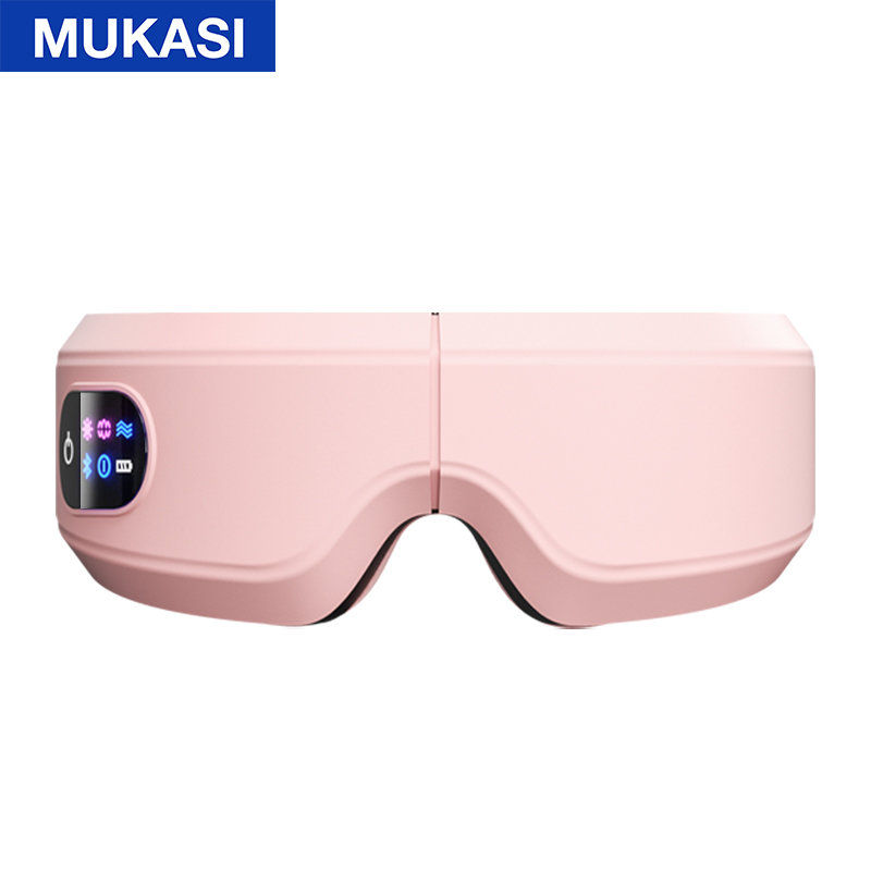 Masajeador de Ojos , Gafas Plegables con Vibromasaje, Presoterapia, Calor, Música Bluetooth, Batería Recargable, Alivia Ojos Secos, Migrañas, Ojeras, Mejora el Sueño