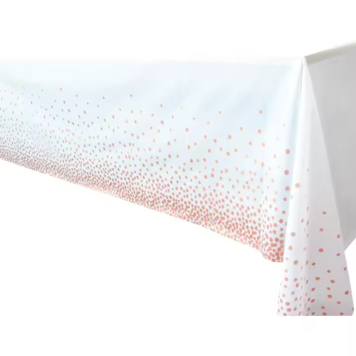 Pack de 4 - Manteles de Plástico Rectangulares Desechables Confetti de Lunares Oro Rosa para Fiestas - 1