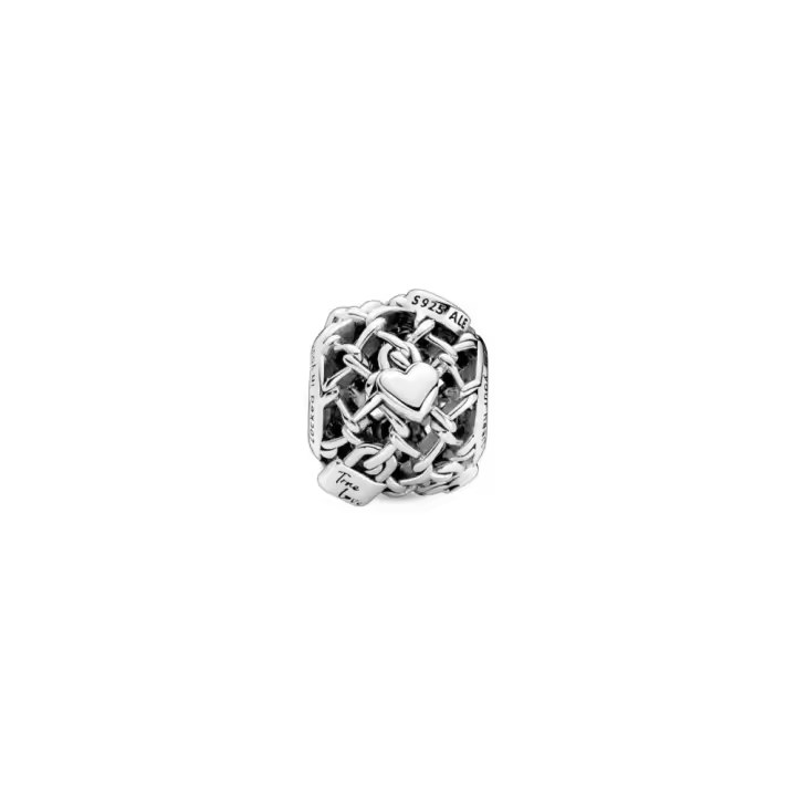 PANDORA Charm Plata Ley Candado Eslabones Cadena Filigrana True Love - 1