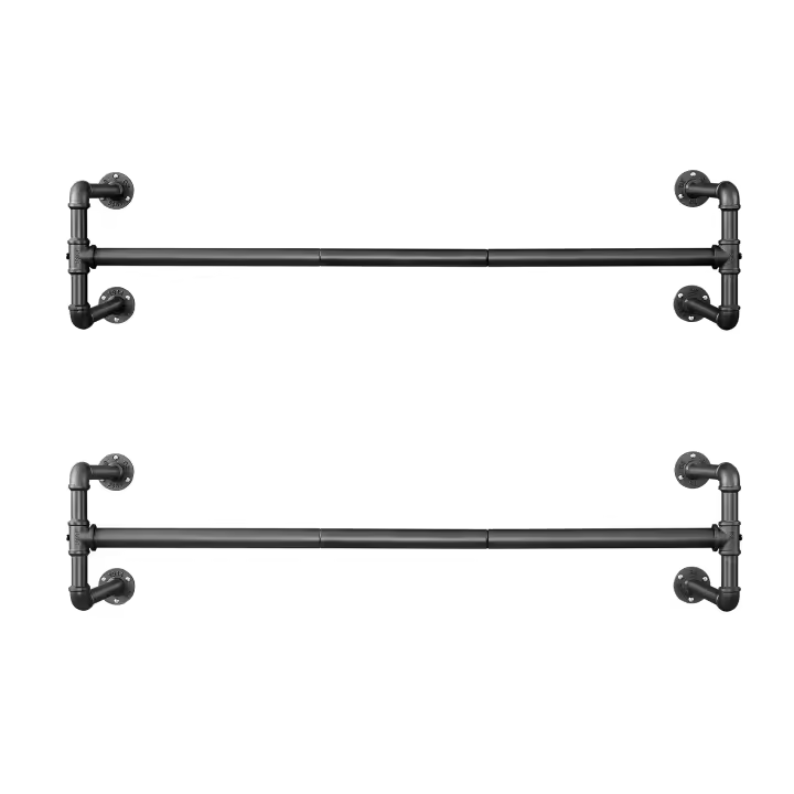 SONGMICS Perchero de Pared para Colgar Ropa, Percha Industrial, Ahorro de Espacio, 112 x 30 x 29,3 cm, Carga hasta 60 kg, Fácil Montaje, para Espacios Reducidos, Negro - 1