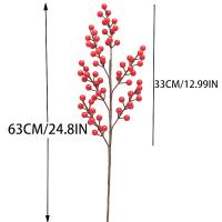 Flores Artificiales Rojas Y Bayas De Cerezo Para Adornos De Navidad DIY Corona De Navidad Decoración De Hogar Para Año Nuevo 2025 - details 3