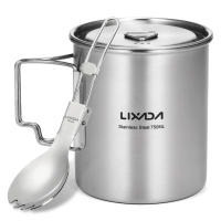 Lixada Taza De Acero Inoxidable De 750ml Con Manijas Plegables Y Tapa Para Camping Senderismo Y Excursiones Al Aire Libre - details 14