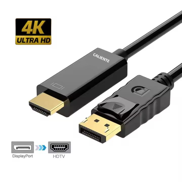 Cable Adaptador DisplayPort DP a HDTV 4K X 2K De 1.8M 6FT Para PC Y Laptop Con Conector Macho a Macho Gold Plated - 1