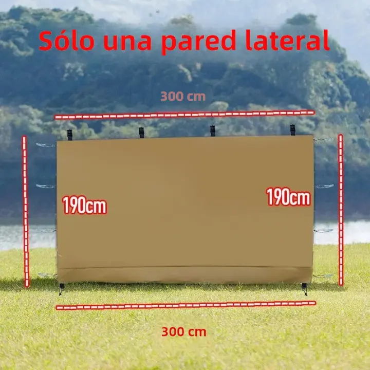 Lateral De Sombra Para Canopy Tejido Impermeable Para Gazebo De 10x10 Pies Con Piernas Rectas Exterior 1 Pieza Solo Kaki - 1