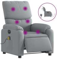vidaXL Sillón reclinable de masaje eléctrico tela Gris claro, Gris oscuro, Negro Sillon Dormitorio Sillon Comodos Silla Relax Sillón Sofá - details 0