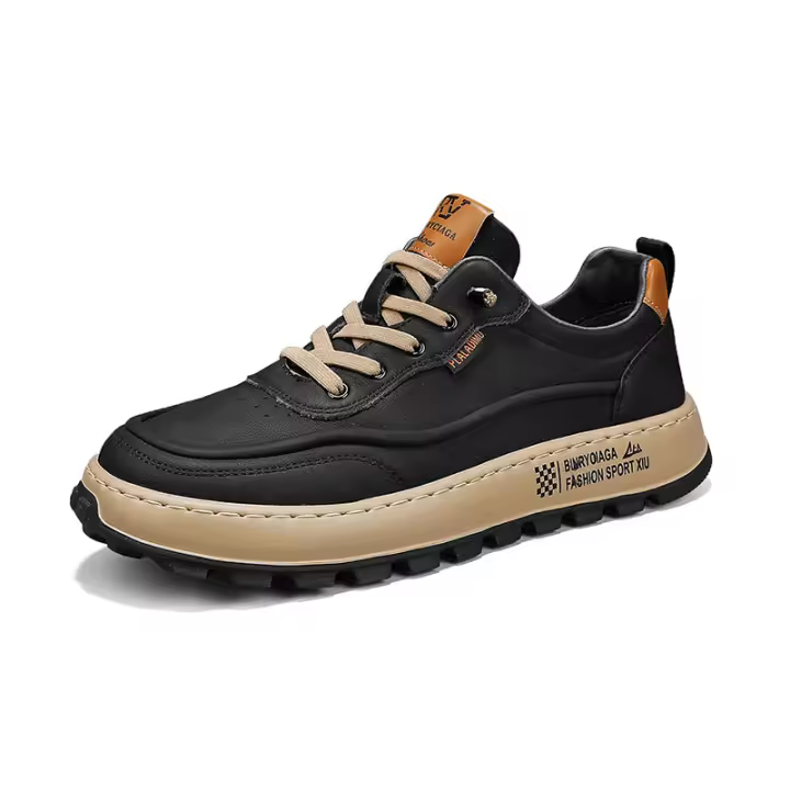 Zapatos Casuales Para Hombre En Cuero Artificial Moda Primavera Comodidad Para Caminar Plataforma Tenis Masculino Con Tobillero - 1