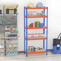 HOMCOM Estantería Metálica de Almacenaje 80x40x182 cm con 5 Niveles Ajustables en Altura Carga Máxima por Estante 300 kg para Almacén Garaje Taller Azul y Naranja - details 2