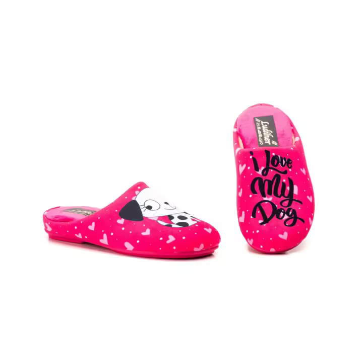 MºLD-810 Fuxia Hecho en España Zapatillas Mujer "I love my Dog" Numeración: 36-41 Marca: Ludiher Color: Fuxia - 1
