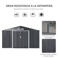 Outsunny Cobertizo de Jardín 340x386x200 cm 12,4 m²  Caseta Exterior de Acero para Almacenamiento de Herramientas con Puertas Correderas y Ventilaciones - details 3
