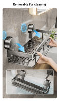 Estante De Baño De Succión Sin Perforar Organizador De Pared Para Ducha Y Lavabo Soporte Para Shampoo De Aluminio Espacial Gris Armario De Baño - details 4
