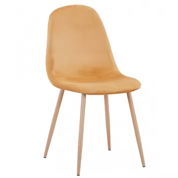 Silla De Terciopelo Mostaza de Comedor , Base Metal Acabado Madera - Estilo nórdico - DECOLUNAHOME - 1
