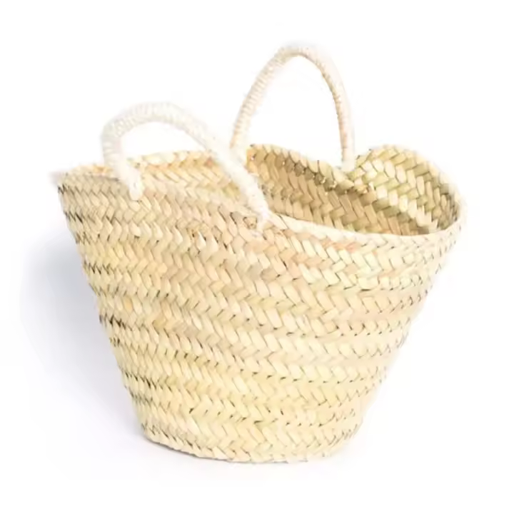 Pack 2 Capazo Cesta Mini con Asa de Palma Bolso de Verano Bodas y Comuniones - 1