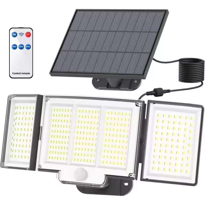 Lámpara Solar Exterior Con 3 Modos De Iluminación 348LED Luz De Pared Con Sensor De Movimiento PIR Impermeable Para Jardín Y Garage - 1