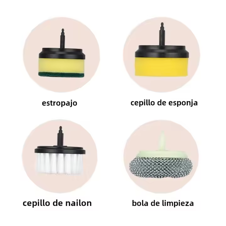 Limpia Todo El Rincón Con El Escobilla Eléctrica Multifuncional Recargable Con 6 Cabezas De Limpieza Intercambiables Para Baño Cocina Horno Plástico Sin Químicos Peligrosos - 1