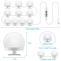 Luz LED Para Espejo De Maquillaje USB 12V Luz De Vestíbulo Para Baño Iluminación Ajustable Para Espejo De Vestíbulo - details 6