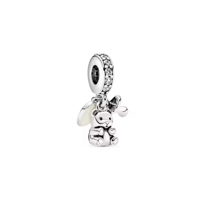 PANDORA Dije colgante de oso de peluche, pulseras compatibles con momentos, joyería para mujer, fabricado con plata de ley y circonita cúbica - 1