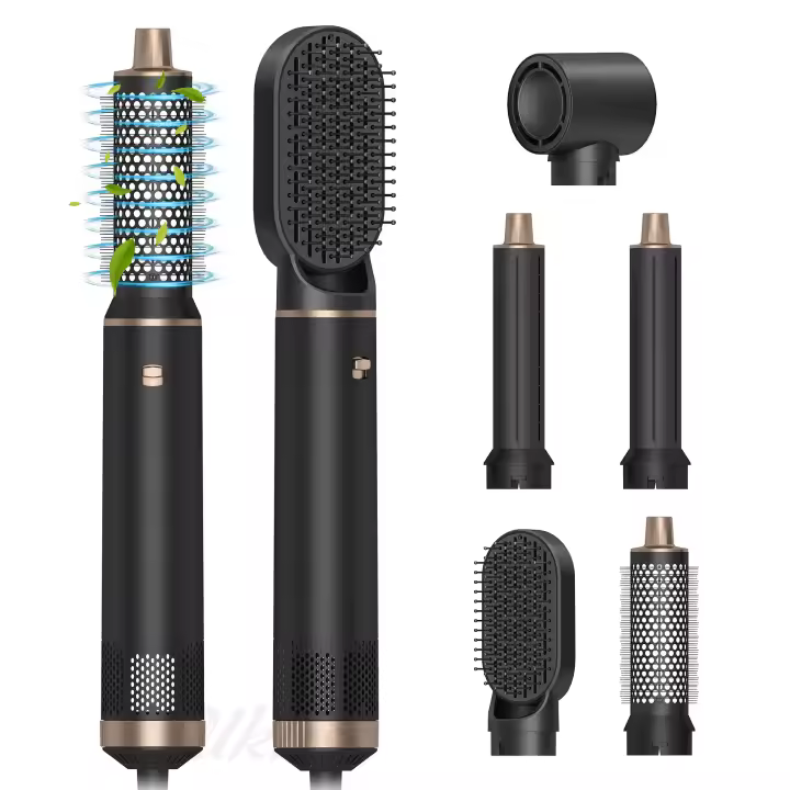 Cepillo secador de pelo 5 en 1, cepillo de secado de pelo, rizador de aire, estilizador de envoltura de rizador de aire, cepillo de aire caliente desmontable, cepillo de secado de iones negativos,1000 vatios de potencia - 1