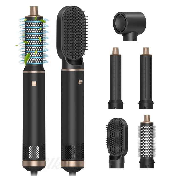 Cepillo secador de pelo 5 en 1, cepillo de secado de pelo, rizador de aire, estilizador de envoltura de rizador de aire, cepillo de aire caliente desmontable, cepillo de secado de iones negativos,1000 vatios de potencia - 1