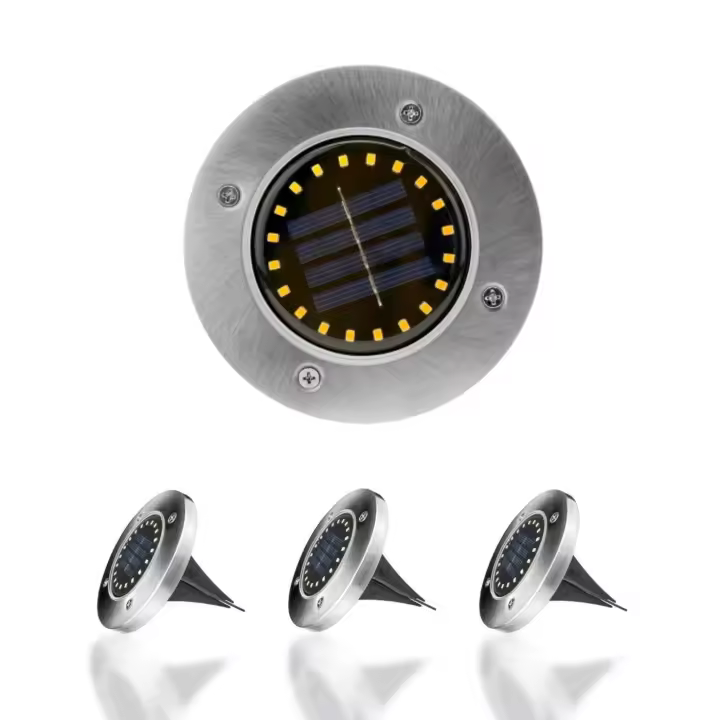 XOKOTAKI  Luces Solares Jardín 20LED Blanca Fría IP65 Acero Inoxidable - 1