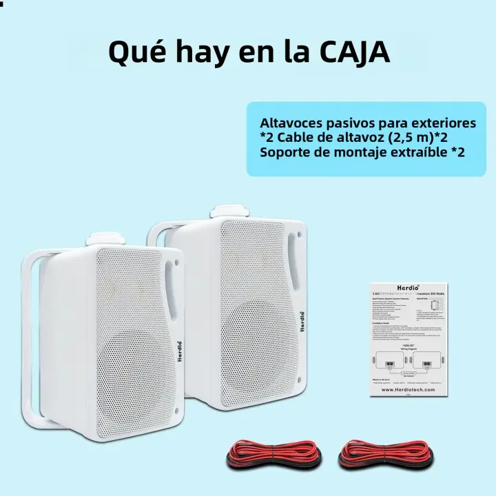 Parlantes Pasivos Exteriores Herdio 3.5' 2PCS Impermeables Con Montaje En Pared 200W 3 Modos De Sonido Superiores Para Camping Y Uso En ATV Tractor Camión UTV - 1
