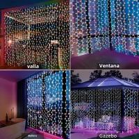 Luces De Cortina Solar De 100 LED Para Exteriores Resistente Al Agua Con Hilo De Cobre Plata 8 Modos Luz De Hadas Para Decoración De Navidad Y Fiestas En Casa - details 10
