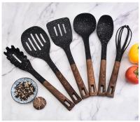 Juego de utensilios de cocina, utensilios de cocina de silicona de nailon no tóxicos resistentes al calor, sartenes antiadherentes, herramientas de cocina para hornear con revestimiento que no daña - details 2
