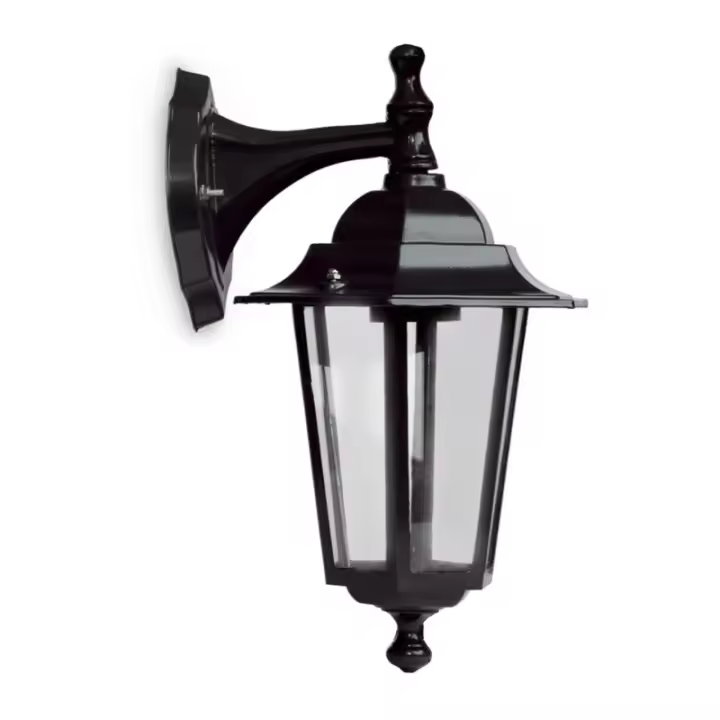 IluminaShop - Aplique Farol Negro Aluminio con Brazo Superior para Jardin IP44 42cm (1XE27) - 1