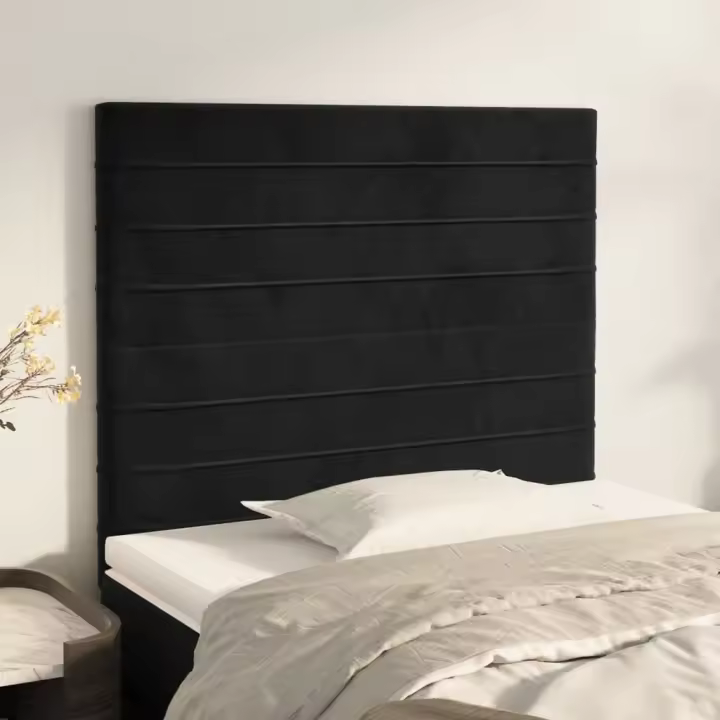 vidaXL Cabeceros 2 unidades de terciopelo negro 100x5x78/88 cm - 1