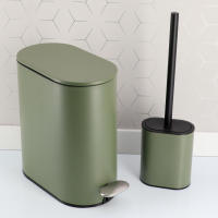 Accesorios de baño Tendance, Verde Caqui, Alfombrilla, Algodonera, Dispensador de Papel, Dosificador de Jabón, Jabonera, Papelera, Vaso para Cepillos. - details 2