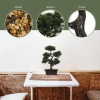 Arbol De Bonsai Sintetico Elegante Para Decoración De Sala De Estar Oficina Dormitorio Sin Mantenimiento Planta Artificial En Maceta - details 1