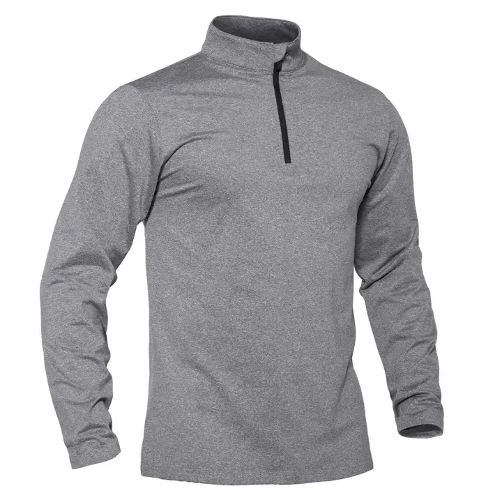 TACVASEN Suéter Deportivo Térmico Para Hombres Con Cierre De 1/4 De Zipper Top Transpirable Para Gimnasio Y Correr Camiseta De Manga Larga Estilo Casual En Colores Negro Navy Gris Oscuro Gris Ligero Verde Militar - 1