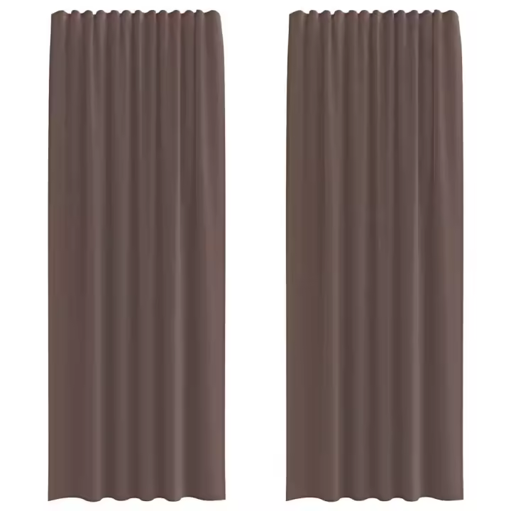 Cortinas de gasa con bolsillos para varillas 2 uds. marrón - 1