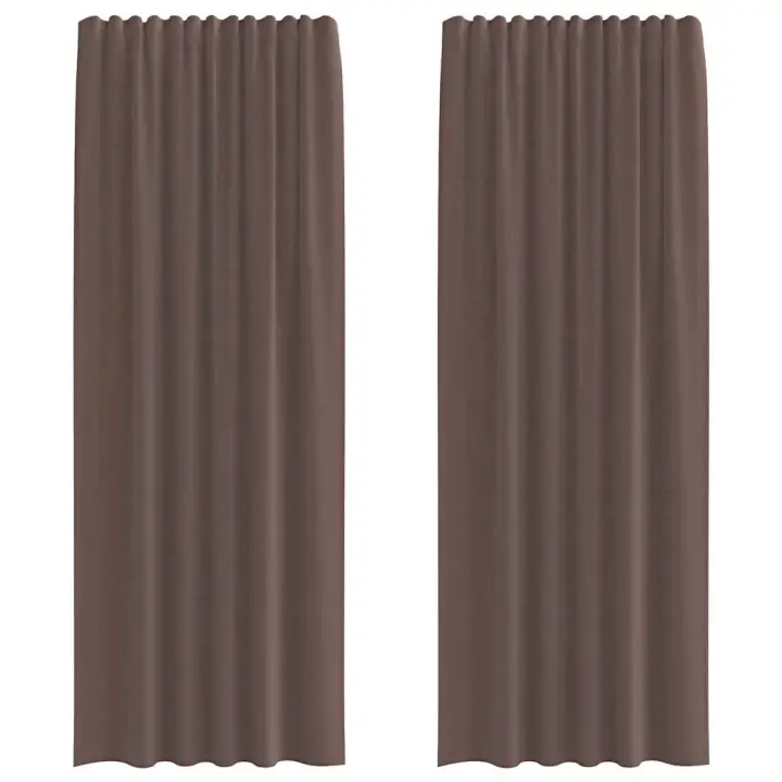 Cortinas de gasa con bolsillos para varillas 2 uds. marrón - 1