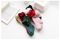 Calcetines De Encaje Para Bebés Y Niñas Infantiles Algodón Suave De Color Sólido Con Flor Adecuados Para Navidad Talla Grande Para 0-3 Años - details 1