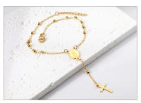Pulsera De Rosario Cruz LUXUSTEEL Para Mujeres Y Hombres Joyería Cristiana Religiosa Ajustable Cadena De Enlace Metálica De Moda - details 6
