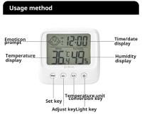 Estación Meteorológica Digital LCD Para Habitación De Bebé Medidor De Temperatura Y Humedad Con Iluminación Retroiluminada Higrómetro Termómetro Para El Hogar - details 4