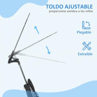HOMCOM Triciclo para Bebés 6 en 1 Triciclo Evolutivo para Niños de +12 Meses con Toldo Plegable Mango de Empuje Telescópico y Desmontable Asiento Ajustable Cesto y Portabotellas Blanco - details 1