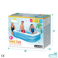 INTEX - Piscina hinchable azul infantil tipo familiar, para niños desde 3 años, 203x152x48cm, capacidad 540L. 2 cámaras de aire, doble válvula, con parche incluido. Verano, jardín, juego acuático, diversión segura, exterior, resistente, refrescante. - details 6