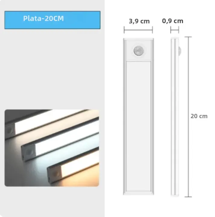 Lámpara De Noche LED Con Sensor De Movimiento Tipo-C USB En Tres Colores Para Armario De Cocina Dormitorio Iluminación Interior - 1