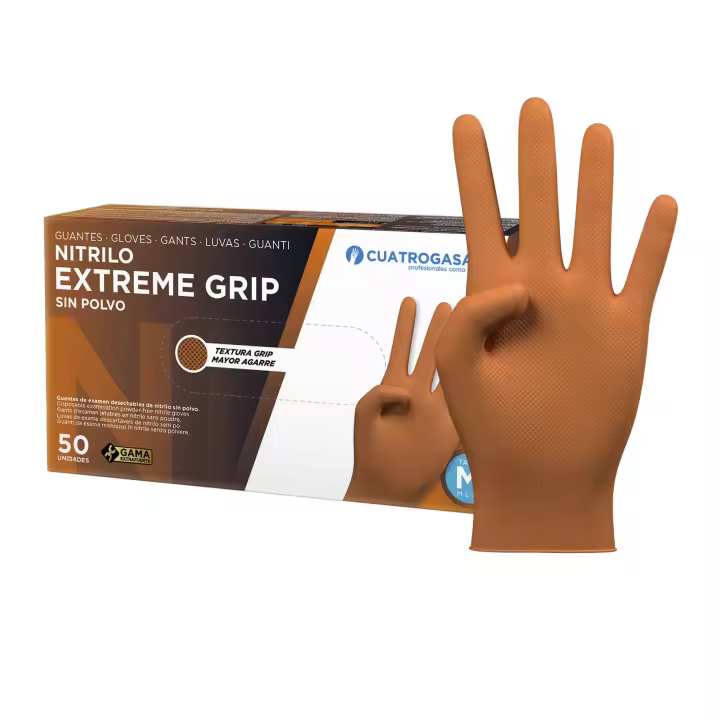 GUANTE NITRILO EXTREME GRIP NARANJA TALLA M - L de CUATROGASA - 1