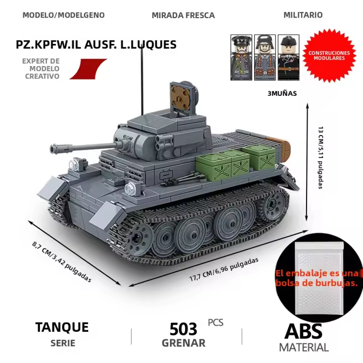 Bloques De Construcción De Tanque Pz.Kpfw.II Ausf. L Luchs Serie Militar DIY Modelo De Vehículo De La Segunda Guerra Mundial Decoración De Escritorio Juguetes Educativos Para Niños Regalos - 1