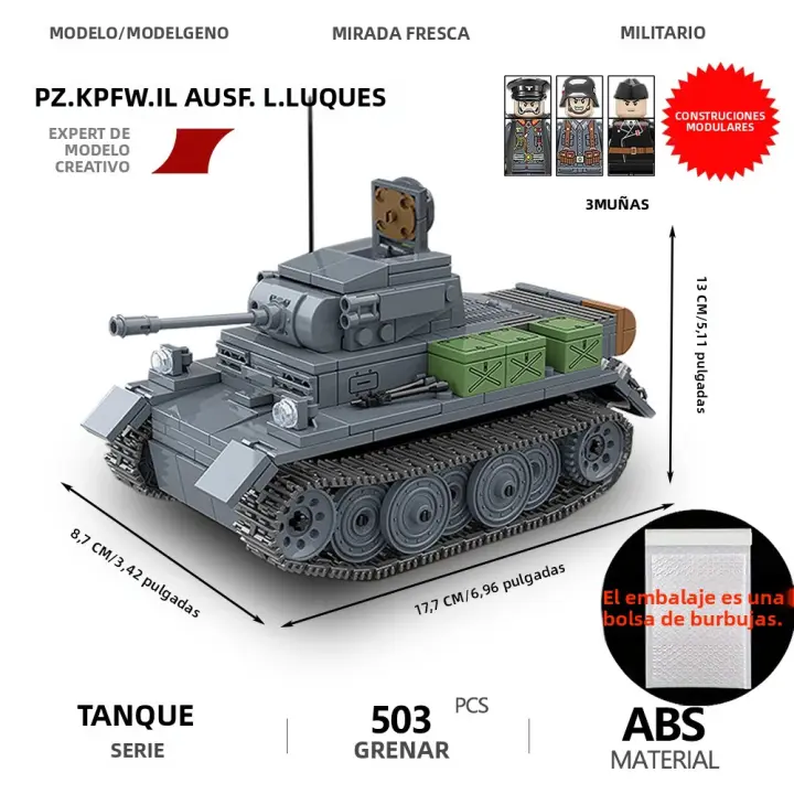 Bloques De Construcción De Tanque Pz.Kpfw.II Ausf. L Luchs Serie Militar DIY Modelo De Vehículo De La Segunda Guerra Mundial Decoración De Escritorio Juguetes Educativos Para Niños Regalos - 1