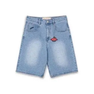 Pantalón Corto Vaquero Grimey Burn In Flames Washed Denim Light Blue - 1