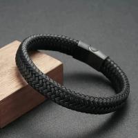Pulsera De Cuero Retro Para Hombres Abierta Tamaños Múltiples Tejida Regalo Deportivo Al Aire Libre Estilo Vintage - details 3