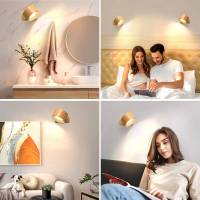 Lámpara de pared interior, carga por USB, 3 colores y 3 niveles de brillo, lámpara de pared inalámbrica de control táctil giratoria de 360 ° - details 3